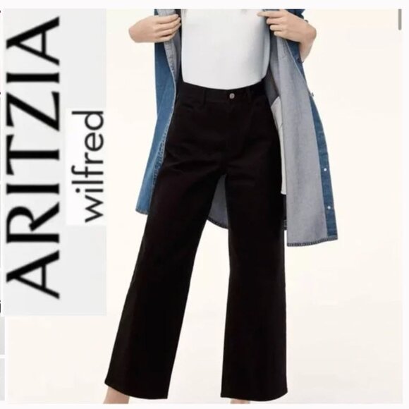 Wilfred Free Black Ashika Pants Wide Leg Stretch Denim Size 8 - Picture 1 of 13